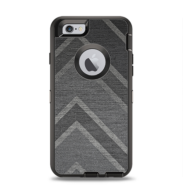 The Two-Toned Dark Black Wide Chevron Pattern V3 Apple iPhone 6 Otterbox Defender Case Skin Set