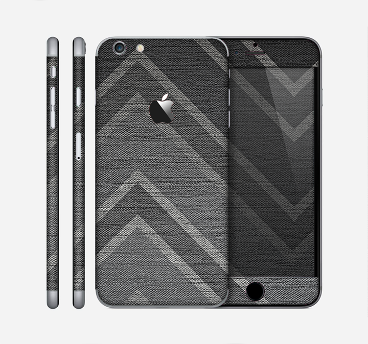 The Two-Toned Dark Black Wide Chevron Pattern V3 Skin for the Apple iPhone 6 Plus