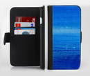 The Unbalanced Blue Textile Surface Ink-Fuzed Leather Folding Wallet Credit-Card Case for the Apple iPhone 6/6s, 6/6s Plus, 5/5s and 5c