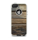 The Uneven Dark Wooden Planks Apple iPhone 5-5s Otterbox Commuter Case Skin Set