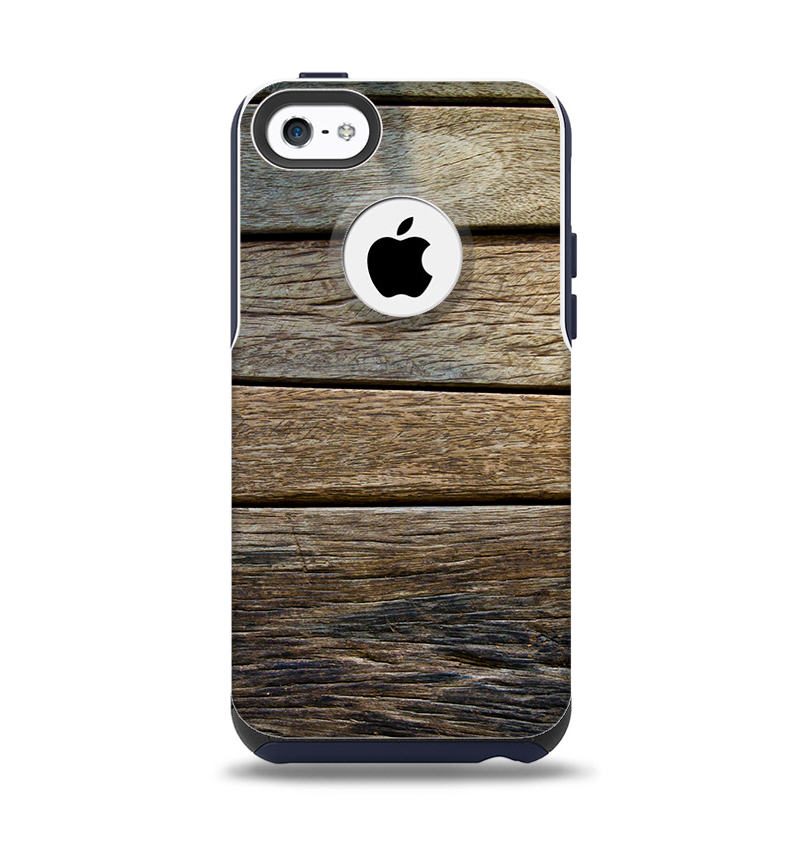 The Uneven Dark Wooden Planks Apple iPhone 5c Otterbox Commuter Case Skin Set