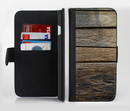 The Uneven Dark Wooden Planks Ink-Fuzed Leather Folding Wallet Credit-Card Case for the Apple iPhone 6/6s, 6/6s Plus, 5/5s and 5c