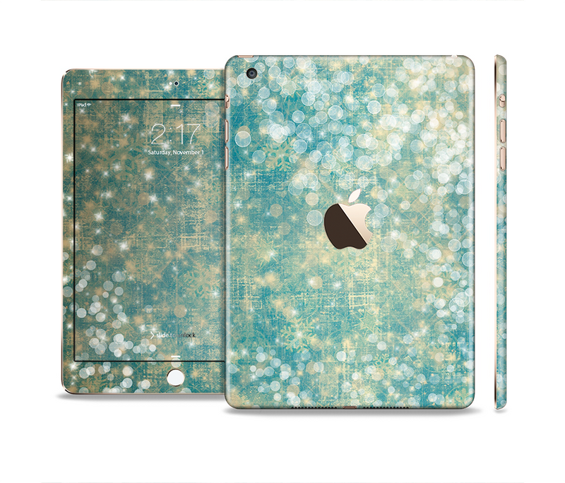 The Unfocused Green & White Drop Surface Full Body Skin Set for the Apple iPad Mini 3