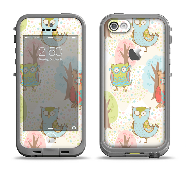 The Various Cartoon Owls Pattern Apple iPhone 5c LifeProof Fre Case Skin Set