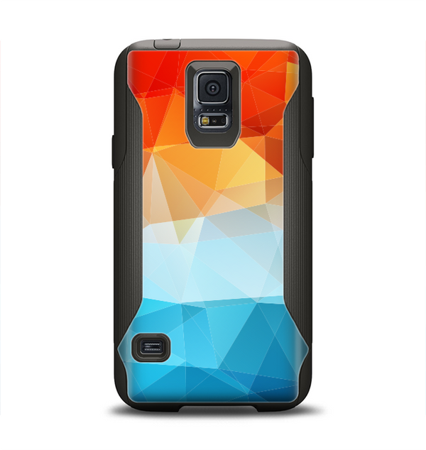 The Vector Abstract Shaped Blue-Orange Overlay Samsung Galaxy S5 Otterbox Commuter Case Skin Set