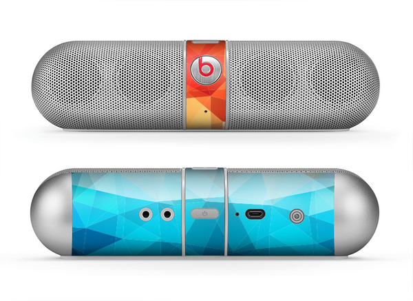 The Vector Abstract Shaped Blue-Orange Overlay Skin for the Beats by Dre Pill Bluetooth Speaker