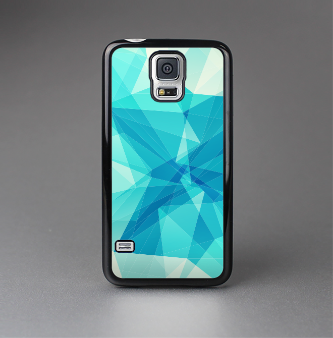 The Vector Abstract Shaped Blue Overlay V2 Skin-Sert Case for the Samsung Galaxy S5