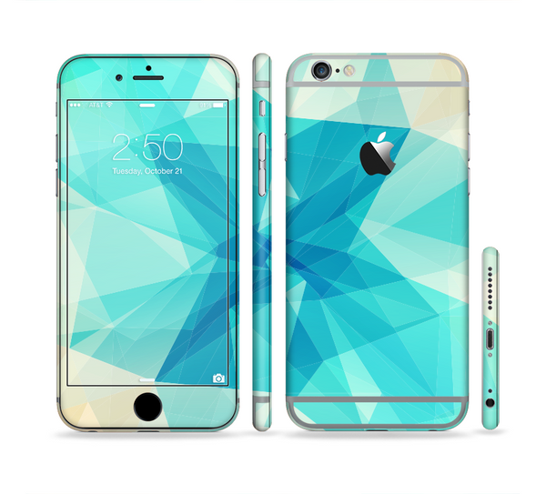 The Vector Abstract Shaped Blue Overlay V2 Sectioned Skin Series for the Apple iPhone 6 Plus