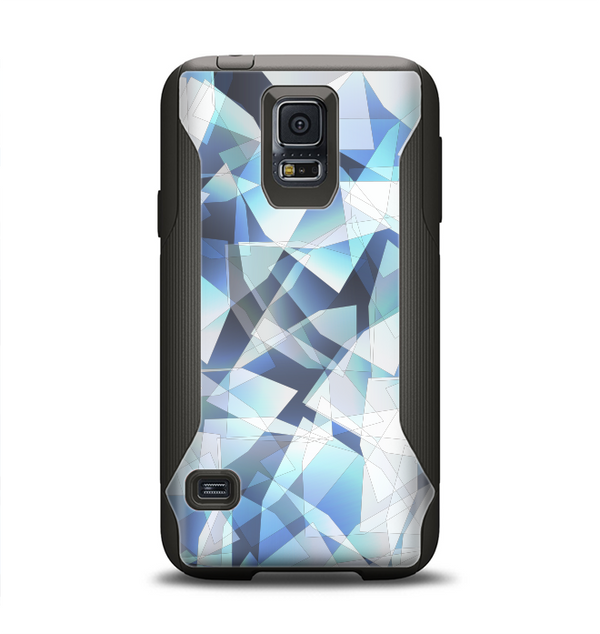 The Vector Abstract Shaped Blue Overlay V3 Samsung Galaxy S5 Otterbox Commuter Case Skin Set