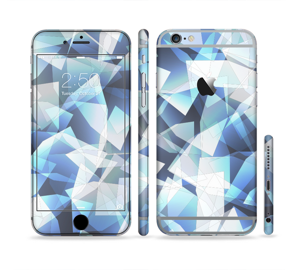 The Vector Abstract Shaped Blue Overlay V3 Sectioned Skin Series for the Apple iPhone 6