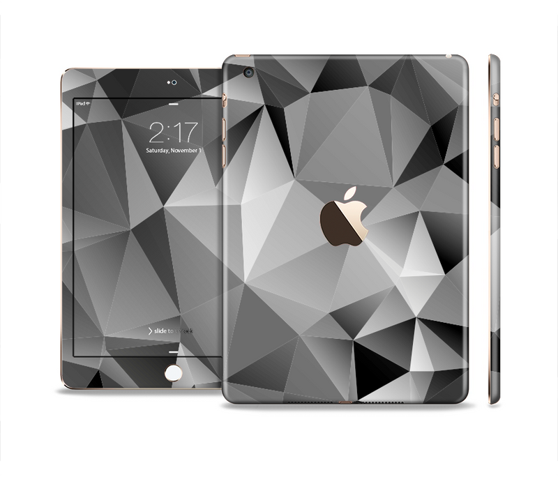 The Vector Black & White Abstract Connect Pattern Full Body Skin Set for the Apple iPad Mini 3