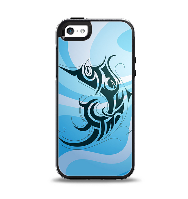 The Vector Blue Abstract Fish Apple iPhone 5-5s Otterbox Symmetry Case Skin Set
