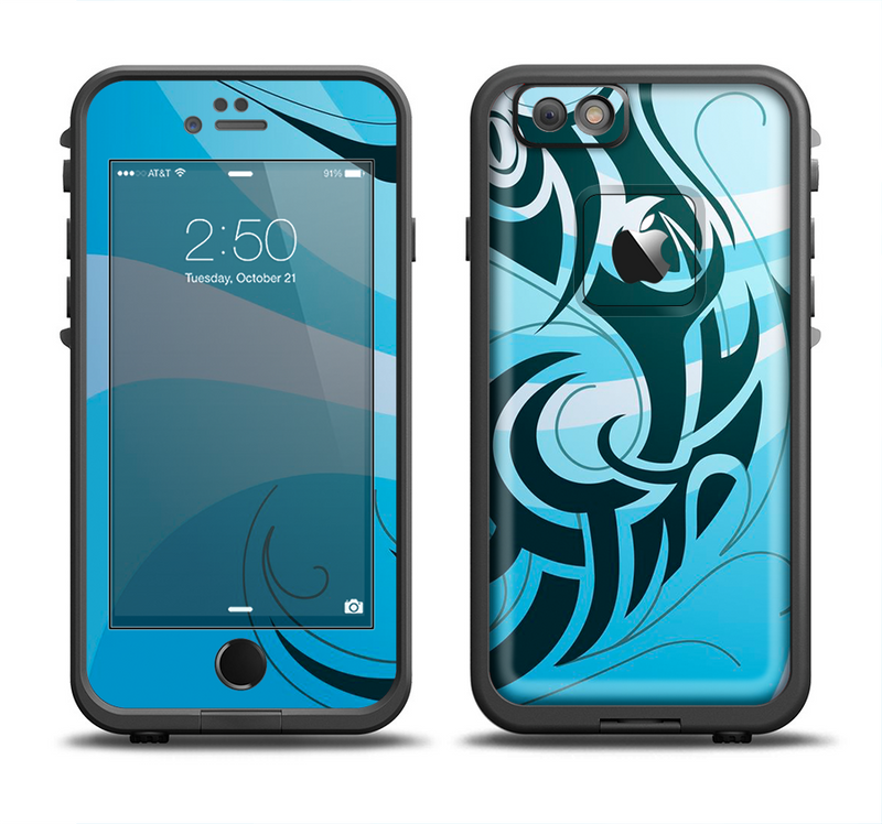The Vector Blue Abstract Fish Apple iPhone 6/6s Plus LifeProof Fre Case Skin Set