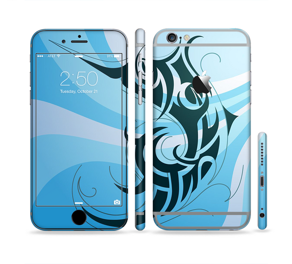 The Vector Blue Abstract Fish Sectioned Skin Series for the Apple iPhone 6