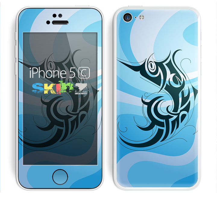 The Vector Blue Abstract Fish Skin for the Apple iPhone 5c