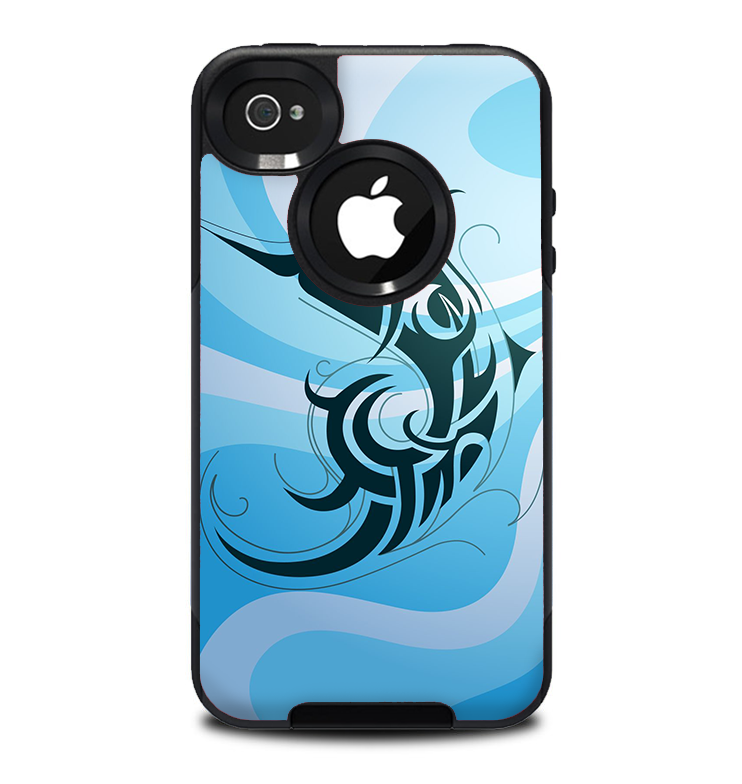 The Vector Blue Abstract Fish Skin for the iPhone 4-4s OtterBox Commuter Case