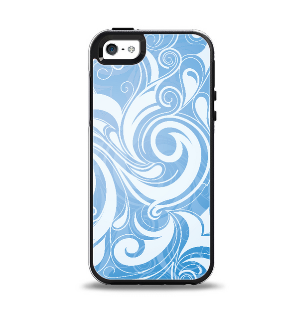 The Vector Blue Abstract Swirly Design Apple iPhone 5-5s Otterbox Symmetry Case Skin Set