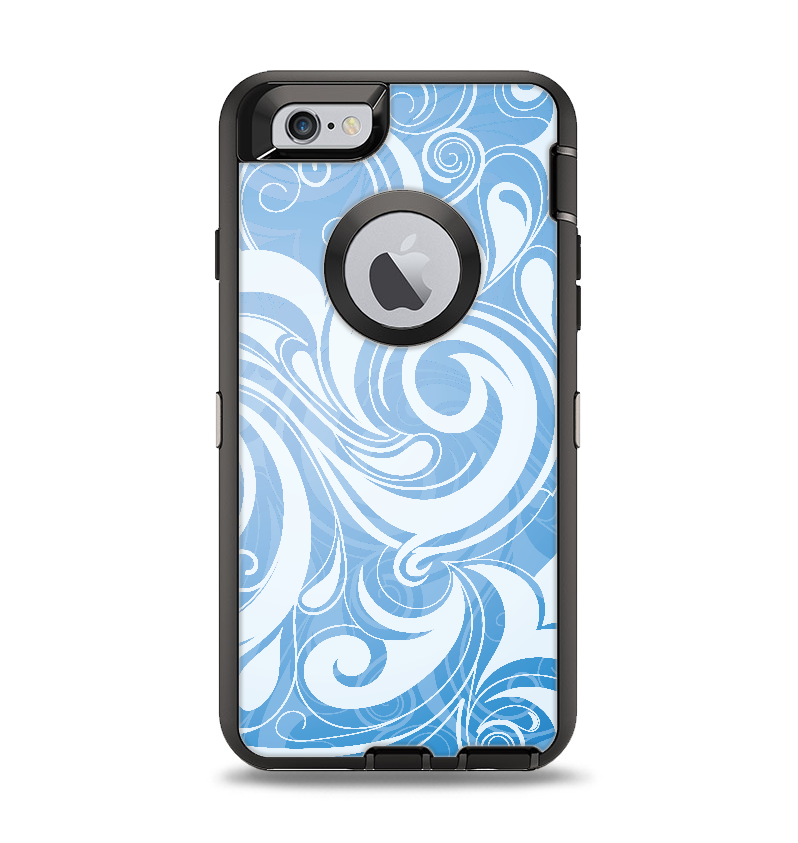 The Vector Blue Abstract Swirly Design Apple iPhone 6 Otterbox Defender Case Skin Set