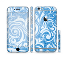 The Vector Blue Abstract Swirly Design Sectioned Skin Series for the Apple iPhone 6/6s Plus