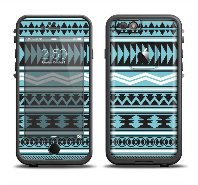 The Vector Blue & Black Aztec Pattern V2 Apple iPhone 6/6s Plus LifeProof Fre Case Skin Set