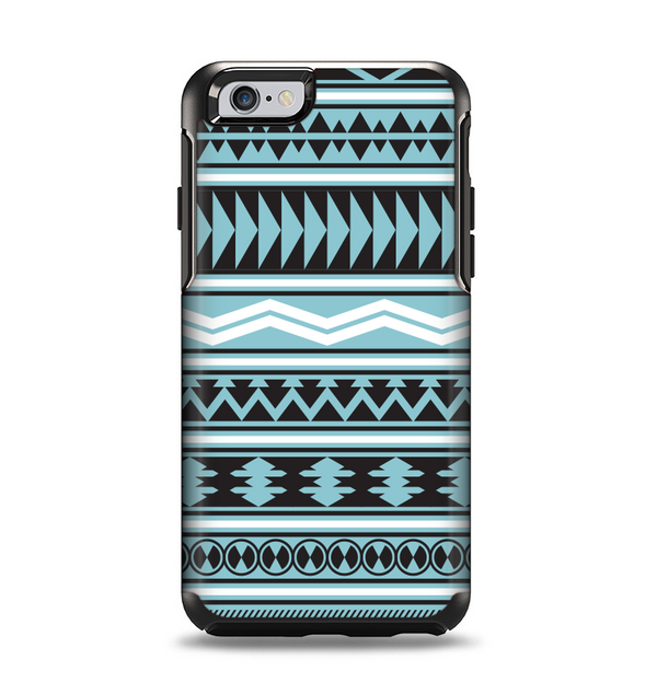 The Vector Blue & Black Aztec Pattern V2 Apple iPhone 6 Otterbox Symmetry Case Skin Set
