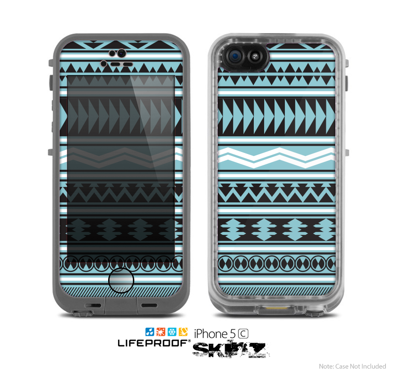 The Vector Blue & Black Aztec Pattern V2 Skin for the Apple iPhone 5c LifeProof Case