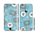 The Vector Blue & Gray Coffee Hearts Pattern Sectioned Skin Series for the Apple iPhone 6s Plus