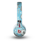 The Vector Blue & Gray Coffee Hearts Pattern Skin for the Beats by Dre Mixr Headphones