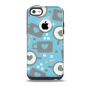 The Vector Blue & Gray Coffee Hearts Pattern Skin for the iPhone 5c OtterBox Commuter Case