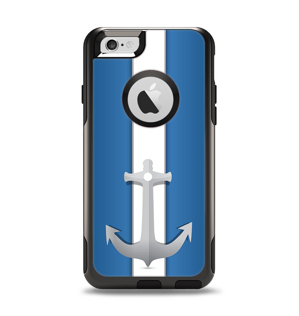 The Vector Blue and Gray Anchor with White Stripe Apple iPhone 6 Otterbox Commuter Case Skin Set