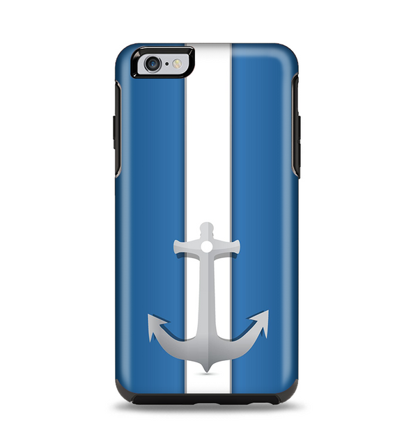 The Vector Blue and Gray Anchor with White Stripe Apple iPhone 6 Plus Otterbox Symmetry Case Skin Set