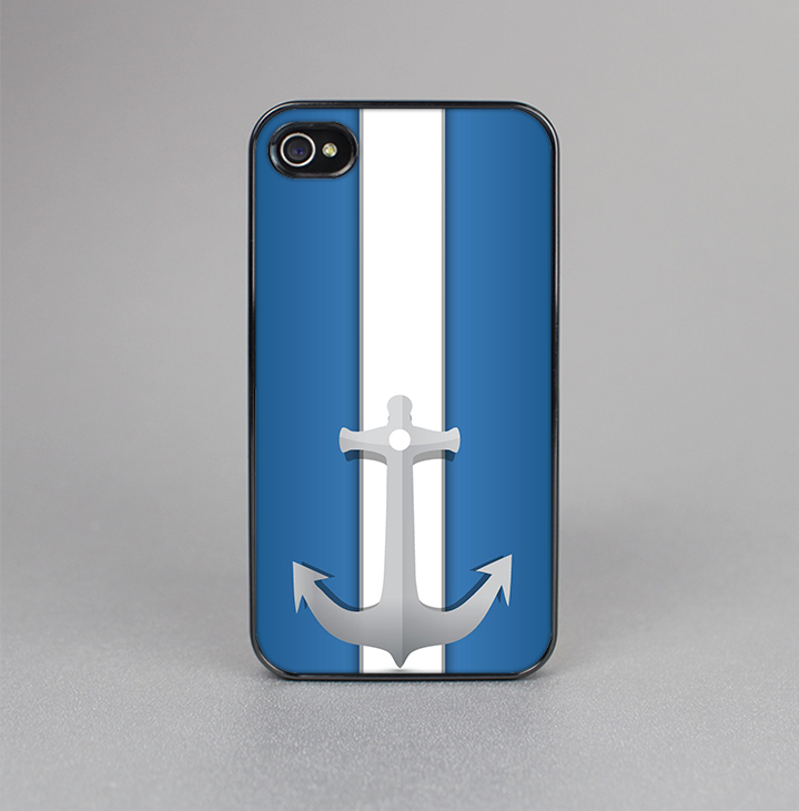 The Vector Blue and Gray Anchor with White Stripe Skin-Sert for the Apple iPhone 4-4s Skin-Sert Case