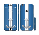 The Vector Blue and Gray Anchor with White Stripe Sectioned Skin Series for the Apple iPhone 6