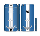 The Vector Blue and Gray Anchor with White Stripe Sectioned Skin Series for the Apple iPhone 6s Plus