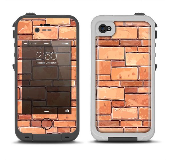 The Vector Brick Wall Slabs Apple iPhone 4-4s LifeProof Fre Case Skin Set
