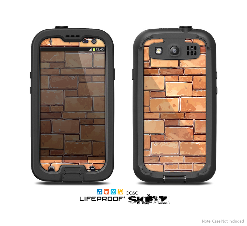 The Vector Brick Wall Slabs Skin For The Samsung Galaxy S3 LifeProof Case