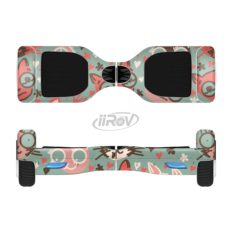 The Vector Cat Faced Collage Full-Body Skin Set for the Smart Drifting SuperCharged iiRov HoverBoard