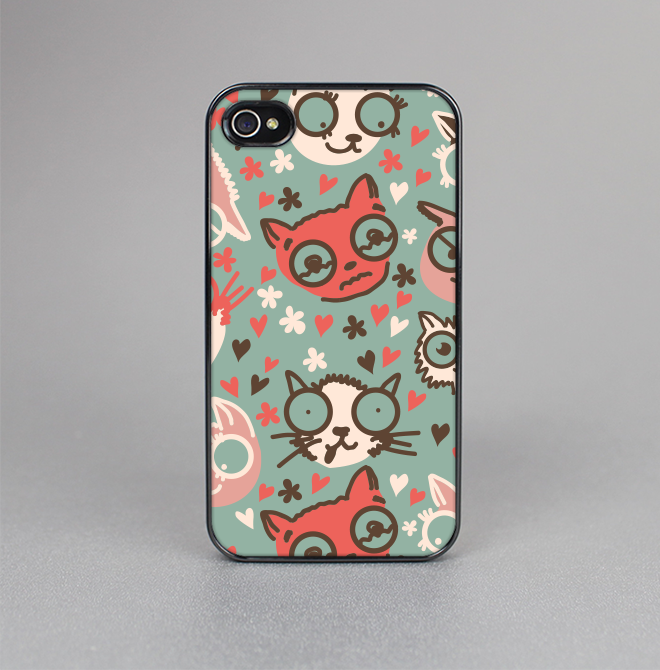 The Vector Cat Faced Collage Skin-Sert for the Apple iPhone 4-4s Skin-Sert Case