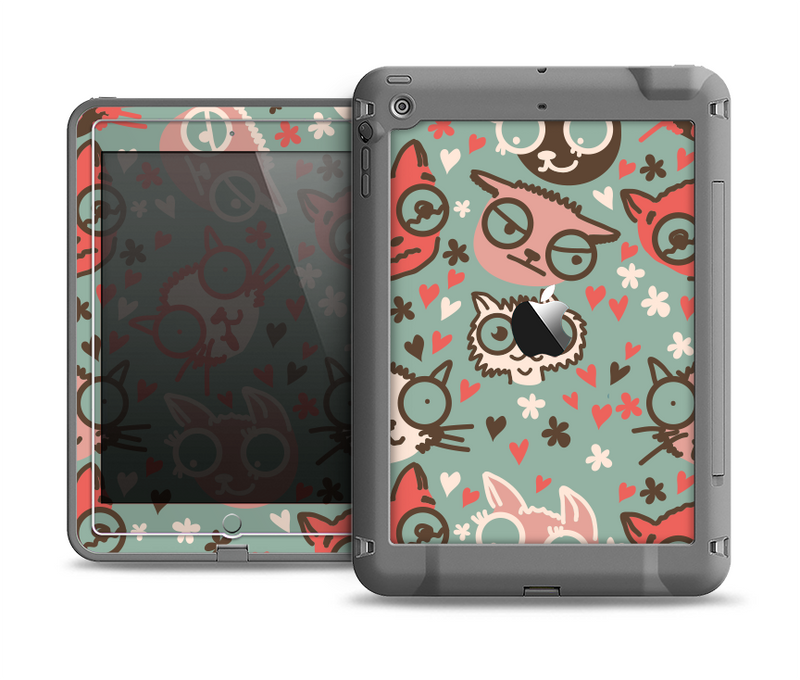 The Vector Cat Faced Collage Apple iPad Mini LifeProof Fre Case Skin Set