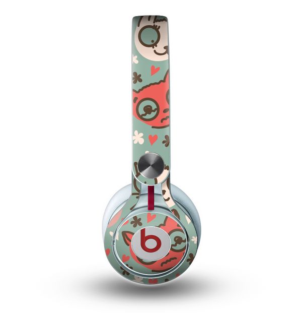 The Vector Cat Faced Collage Skin for the Beats by Dre Mixr Headphones