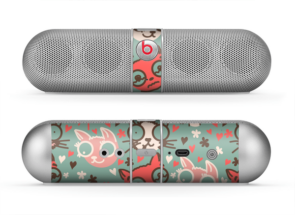 The Vector Cat Faced Collage Skin for the Beats by Dre Pill Bluetooth Speaker