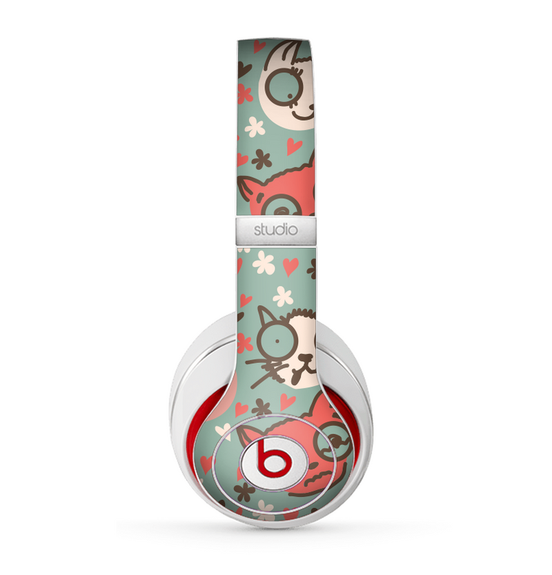 The Vector Cat Faced Collage Skin for the Beats by Dre Studio (2013+ Version) Headphones