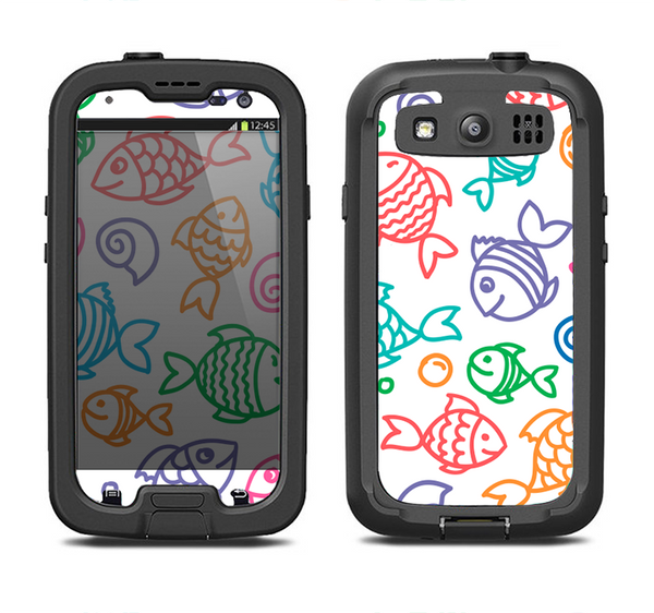 The Vector Color-FIsh Samsung Galaxy S3 LifeProof Fre Case Skin Set