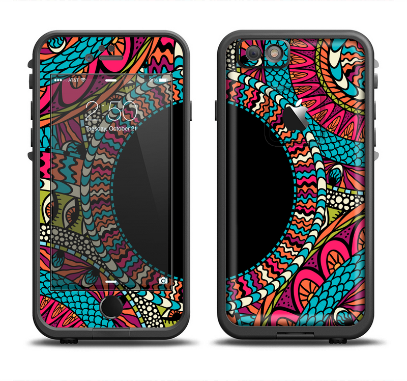 The Vector Colored Aztec Pattern WIth Black Connect Point Apple iPhone 6/6s Plus LifeProof Fre Case Skin Set