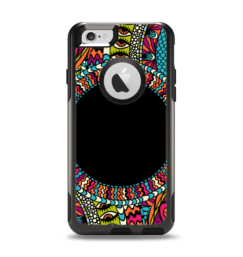 The Vector Colored Aztec Pattern WIth Black Connect Point Apple iPhone 6 Otterbox Commuter Case Skin Set