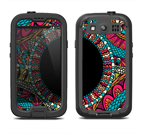 The Vector Colored Aztec Pattern WIth Black Connect Point Samsung Galaxy S3 LifeProof Fre Case Skin Set