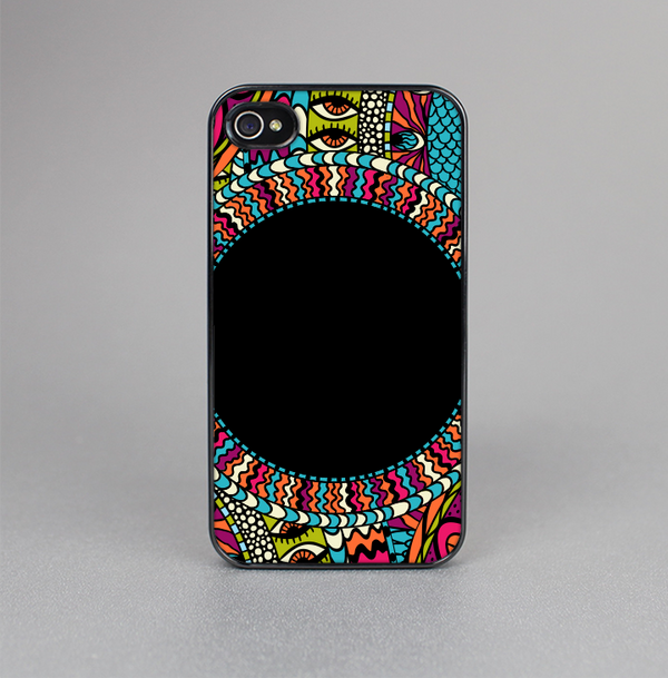 The Vector Colored Aztec Pattern WIth Black Connect Point Skin-Sert for the Apple iPhone 4-4s Skin-Sert Case