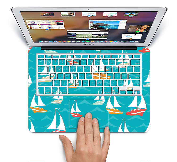 The Vector Colored Sailboats Skin Set for the Apple MacBook Pro 15" with Retina Display
