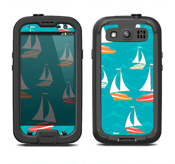 The Vector Colored Sailboats Samsung Galaxy S3 LifeProof Fre Case Skin Set