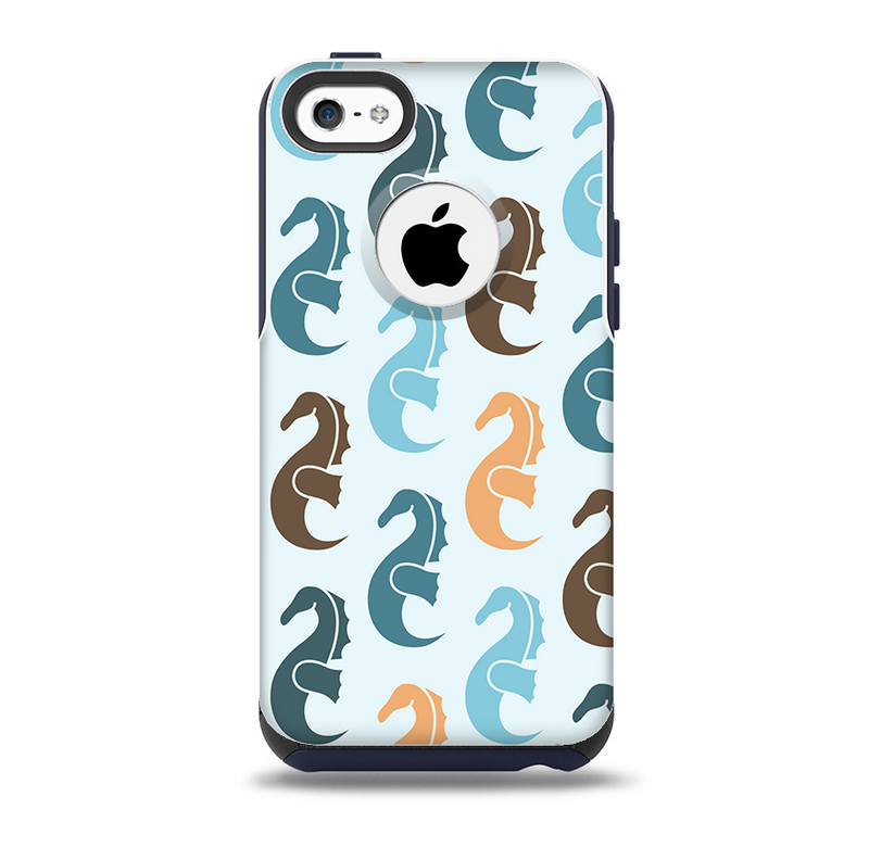 The Vector Colored Seahorses V1 Skin for the iPhone 5c OtterBox Commuter Case